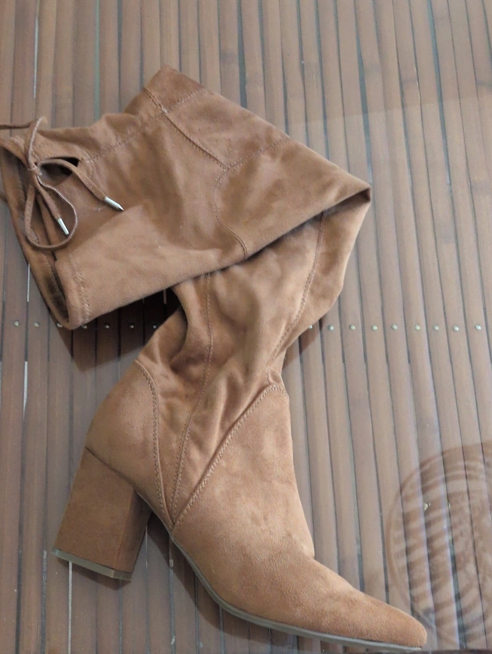 Women's Tall Block Heel Knee Boot - Brown Suede